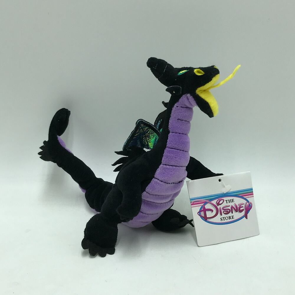 Vintage Disney Store Dragon Bean Bag Plush Sleeping Beauty Maleficent 7” NOS